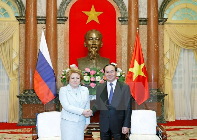 Le président Tran Dai Quang reçoit la présidente du Conseil de la Fédération de Russie ảnh 1 Le président Tran Dai Quang reçoit la présidente du Conseil de la Fédération de Russie ảnh 1