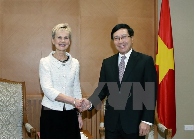 Le vice-PM et ministre des AE Pham Binh Minh reçoit la gouverneure d’Ostergotland (Suède) ảnh 1