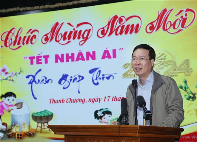 Le président Vo Van Thuong souhaite une bonne Année aux habitants et aux gardes-frontières de Nghe An ảnh 1 Le président Vo Van Thuong souhaite une bonne Année aux habitants et aux gardes-frontières de Nghe An ảnh 1