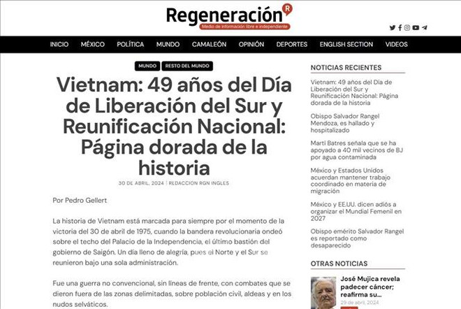 La presse mexicain et argentine souligne la victoire du 30 avril du Vietnam ảnh 1 La presse mexicain et argentine souligne la victoire du 30 avril du Vietnam ảnh 1