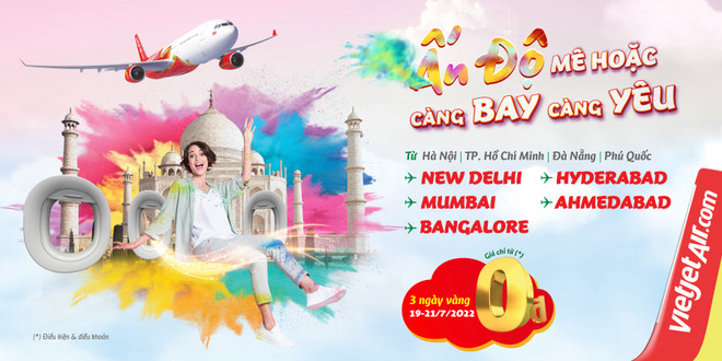 Vietjet lance une grande promotion pour célébrer sa 17e route Vietnam-Inde ảnh 1 Vietjet lance une grande promotion pour célébrer sa 17e route Vietnam-Inde ảnh 1