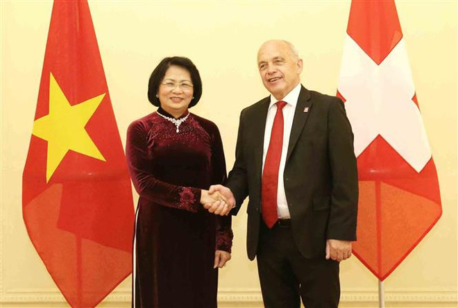 Entrevue entre la vice-présidente vietnamienne et le président de la Confédération suisse ảnh 4 Entrevue entre la vice-présidente vietnamienne et le président de la Confédération suisse ảnh 4