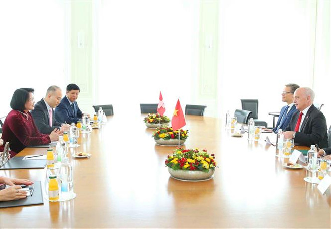 Entrevue entre la vice-présidente vietnamienne et le président de la Confédération suisse ảnh 1 Entrevue entre la vice-présidente vietnamienne et le président de la Confédération suisse ảnh 1