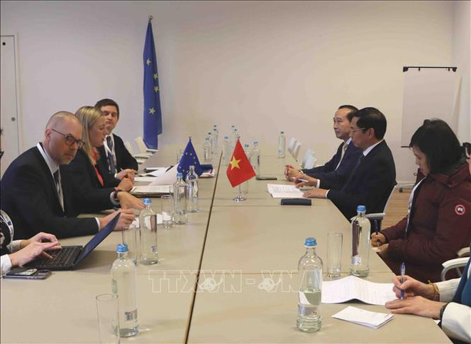 Le ministre des Affaires étrangères Bui Thanh Son rencontre des homologues étrangers à Bruxelles ảnh 2 Le ministre des Affaires étrangères Bui Thanh Son rencontre des homologues étrangers à Bruxelles ảnh 2