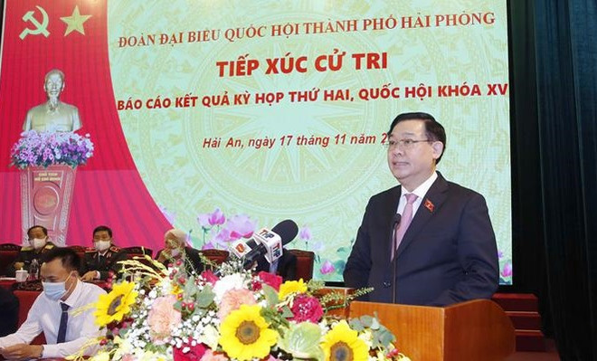 Le président de l’Assemblée nationale rencontre l’électorat de Hai Phong ảnh 2 Le président de l’Assemblée nationale rencontre l’électorat de Hai Phong ảnh 2