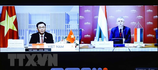 Entretien en ligne entre les présidents des Assemblées nationales Vietnam-Hongrie ảnh 1 Entretien en ligne entre les présidents des Assemblées nationales Vietnam-Hongrie ảnh 1