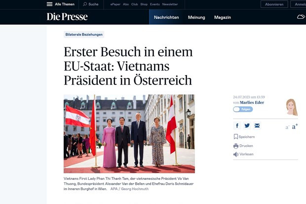 La presse autrichienne couvre la visite officielle du président Vo Van Thuong ảnh 2 La presse autrichienne couvre la visite officielle du président Vo Van Thuong ảnh 2
