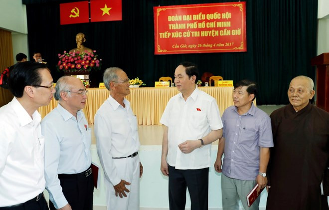 Le président Tran Dai Quang à l’écoute des électeurs du district de Can Gio ảnh 1 Le président Tran Dai Quang à l’écoute des électeurs du district de Can Gio ảnh 1