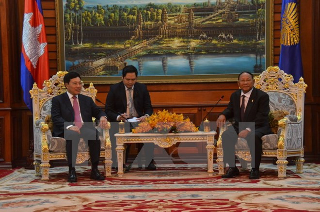 Le président de l’AN cambodgienne reçoit le vice-PM Pham Binh Minh ảnh 1 Le président de l’AN cambodgienne reçoit le vice-PM Pham Binh Minh ảnh 1