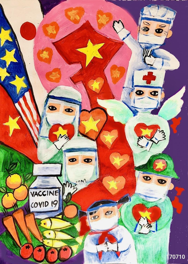 Une élève de 8e année de HCM-Ville remporte le prix spécial du concours de dessin sur le combat anti-COVID-19 ảnh 1 Une élève de 8e année de HCM-Ville remporte le prix spécial du concours de dessin sur le combat anti-COVID-19 ảnh 1