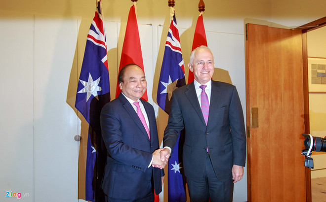 Cérémonie d'accueil officielle du PM Nguyen Xuan Phuc en Australie ảnh 1 Cérémonie d'accueil officielle du PM Nguyen Xuan Phuc en Australie ảnh 1