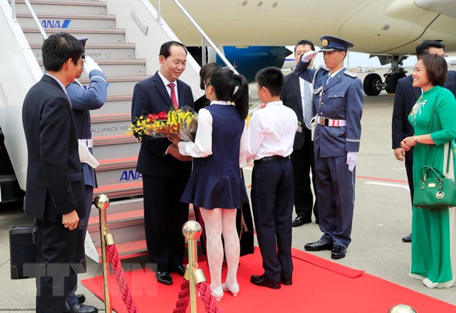 Le président Tran Dai Quang et son épouse en visite d'État au Japon ảnh 1