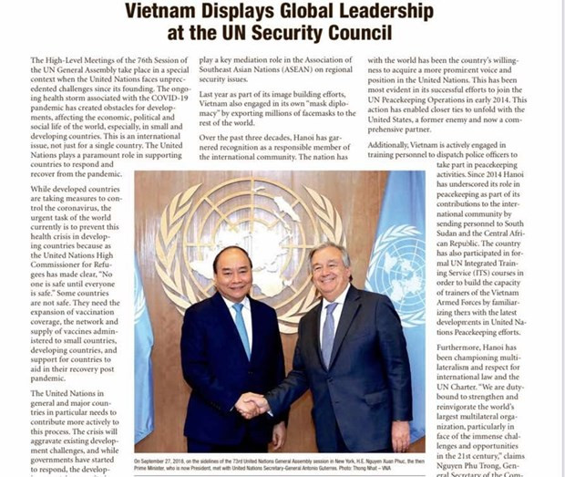 The Washington Times: le Vietnam affirme de plus en plus son rôle dans les questions mondiales ảnh 1 The Washington Times: le Vietnam affirme de plus en plus son rôle dans les questions mondiales ảnh 1