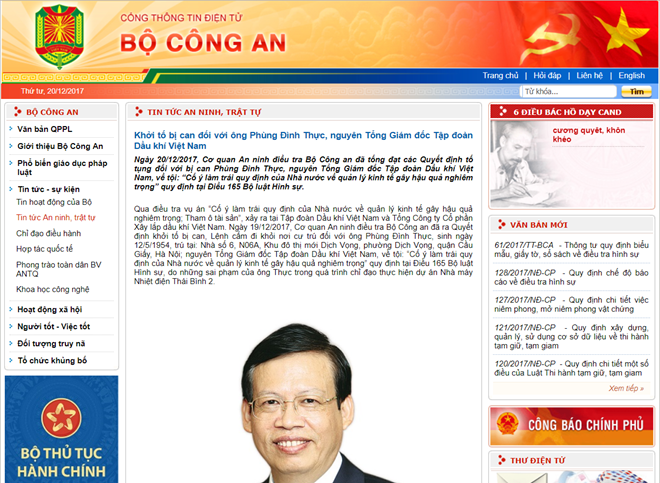 Mise en examen de Phung Dinh Thuc, ancien directeur général du groupe PVN ảnh 1 Mise en examen de Phung Dinh Thuc, ancien directeur général du groupe PVN ảnh 1