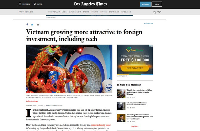 Los Angeles Times : le Vietnam a le plus à gagner à TPP ảnh 1 Los Angeles Times : le Vietnam a le plus à gagner à TPP ảnh 1