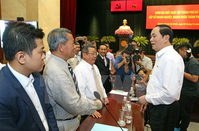 Le président Trân Dai Quang rencontre les entrepreneurs de Hô Chi Minh-Ville ảnh 1 Le président Trân Dai Quang rencontre les entrepreneurs de Hô Chi Minh-Ville ảnh 1