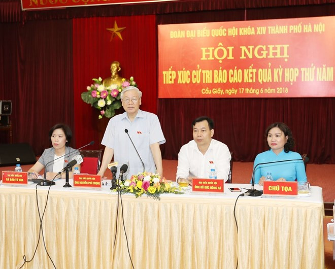 Le secrétaire général du PCV rencontre des électeurs de Hanoï ảnh 1 Le secrétaire général du PCV rencontre des électeurs de Hanoï ảnh 1