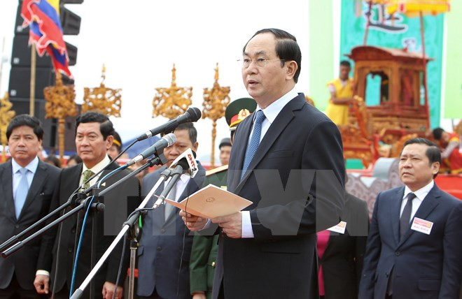 Le président Tran Dai Quang participe à la Fête du Labour à Ha Nam ảnh 1 Le président Tran Dai Quang participe à la Fête du Labour à Ha Nam ảnh 1