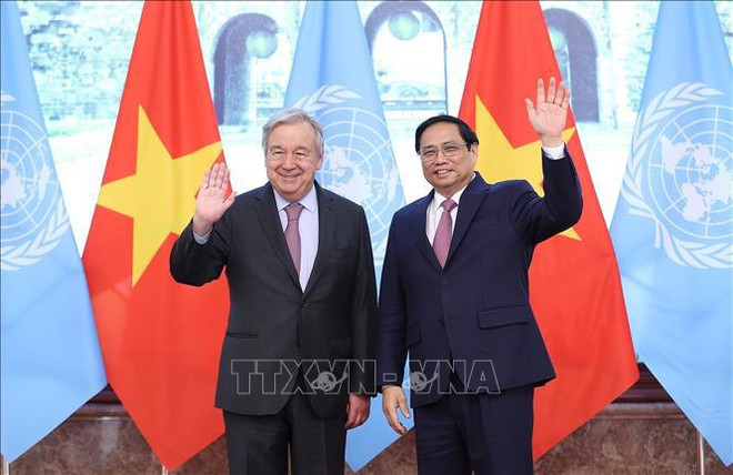 Le PM Pham Minh Chinh reçoit le secrétaire général de l’ONU Antonio Guterres ảnh 3 Le PM Pham Minh Chinh reçoit le secrétaire général de l’ONU Antonio Guterres ảnh 3