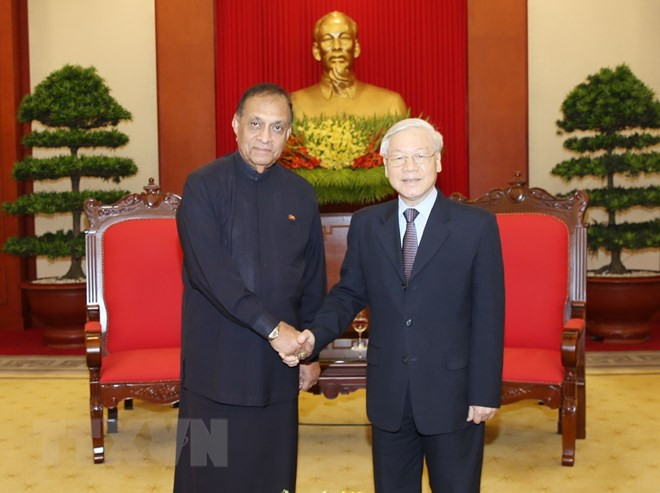 Le leader du PCV Nguyên Phu Trong reçoit le président du parlement sri-lankais ảnh 1 Le leader du PCV Nguyên Phu Trong reçoit le président du parlement sri-lankais ảnh 1