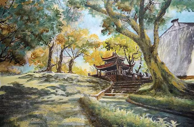 Exposition de peintures sur papier sur Hanoï ảnh 1