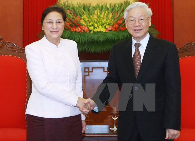 Le secrétaire général du PCV réaffirme la solidarité spéciale Vietnam-Laos ảnh 1 Le secrétaire général du PCV réaffirme la solidarité spéciale Vietnam-Laos ảnh 1