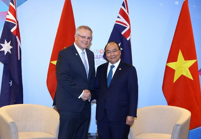 Sommet de l'ASEAN: le PM Nguyen Xuan Phuc rencontre son homologue australien ảnh 1 Sommet de l'ASEAN: le PM Nguyen Xuan Phuc rencontre son homologue australien ảnh 1
