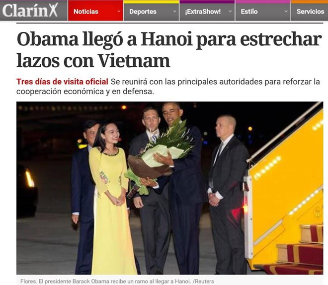 La presse argentine et italienne parle de la visite du président Obama au Vietnam ảnh 1 La presse argentine et italienne parle de la visite du président Obama au Vietnam ảnh 1
