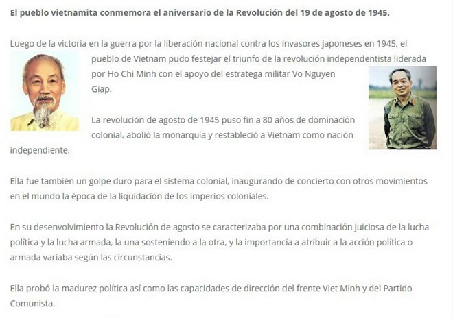 La presse argentine relate la Révolution d'Août 1945 du Vietnam ảnh 1 La presse argentine relate la Révolution d'Août 1945 du Vietnam ảnh 1