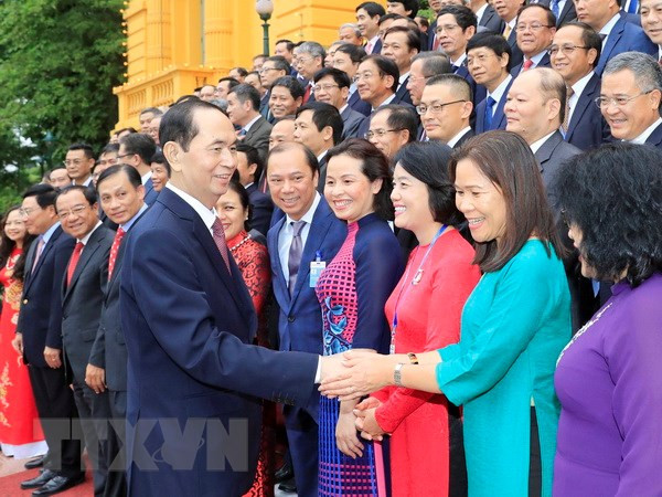 Le président Tran Dai Quang rencontre des diplomates vietnamiens ảnh 1 Le président Tran Dai Quang rencontre des diplomates vietnamiens ảnh 1