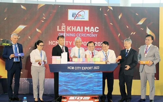 Ouverture du forum et de la foire d’exportations de Hô Chi Minh-Ville 2023 ảnh 1 Ouverture du forum et de la foire d’exportations de Hô Chi Minh-Ville 2023 ảnh 1