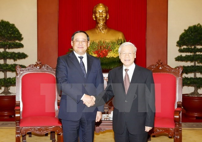 Le secrétaire général Nguyen Phu Trong reçoit le vice-Premier ministre laotien Sonexay Siphandone ảnh 1 Le secrétaire général Nguyen Phu Trong reçoit le vice-Premier ministre laotien Sonexay Siphandone ảnh 1