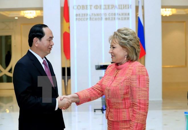 Le chef de l’Etat rencontre la présidente de la Chambre haute russe ảnh 1 Le chef de l’Etat rencontre la présidente de la Chambre haute russe ảnh 1