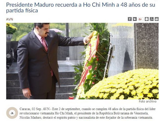 Le président vénézuélien Maduro exalte le patriotisme et le nationalisme du Président Ho Chi Minh ảnh 1