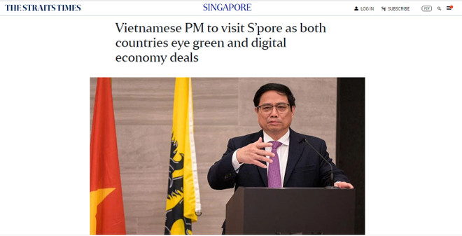 Le Vietnam et Singapour visent des accords d'économie verte et numérique, selon le Straits Times ảnh 1 Le Vietnam et Singapour visent des accords d'économie verte et numérique, selon le Straits Times ảnh 1