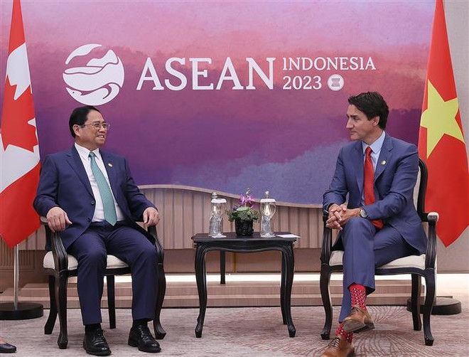 Le Premier ministre Pham Minh Chinh rencontre son homologue canadien Justin Trudeau ảnh 1 Le Premier ministre Pham Minh Chinh rencontre son homologue canadien Justin Trudeau ảnh 1
