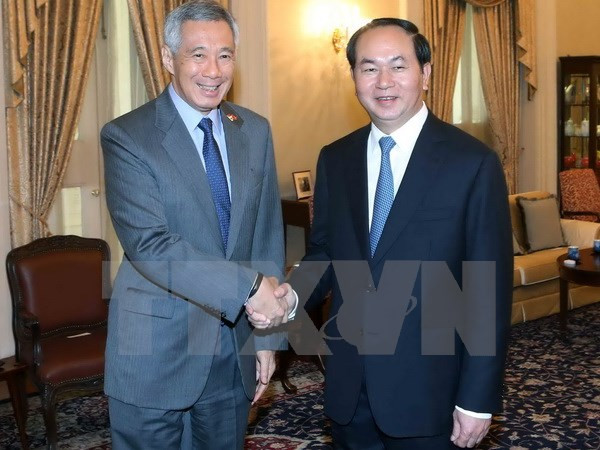 Entrevue entre le président vietnamien et le Premier ministre singapourien ảnh 1 Entrevue entre le président vietnamien et le Premier ministre singapourien ảnh 1