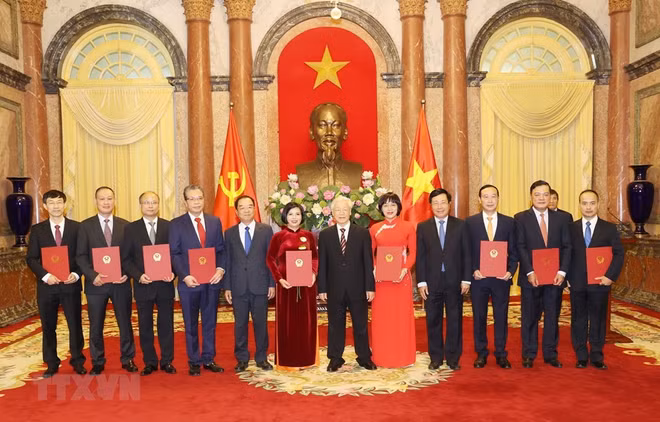 Le dirigeant Nguyen Phu Trong remet ses décisions de nomination à 9 nouveaux ambassadeurs ảnh 1