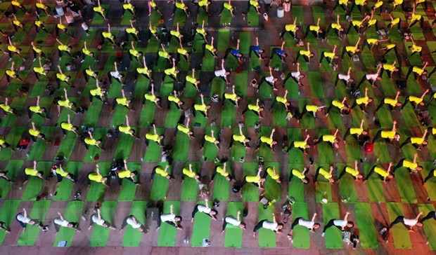 Plus de 1.500 personnes pratiquent le yoga à Da Nang ảnh 1 Plus de 1.500 personnes pratiquent le yoga à Da Nang ảnh 1