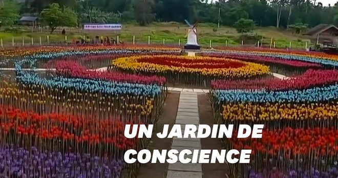 Contre la pollution: un jardin de "tulipes" de bouteilles en plastique aux Philippines ảnh 1 Contre la pollution: un jardin de "tulipes" de bouteilles en plastique aux Philippines ảnh 1