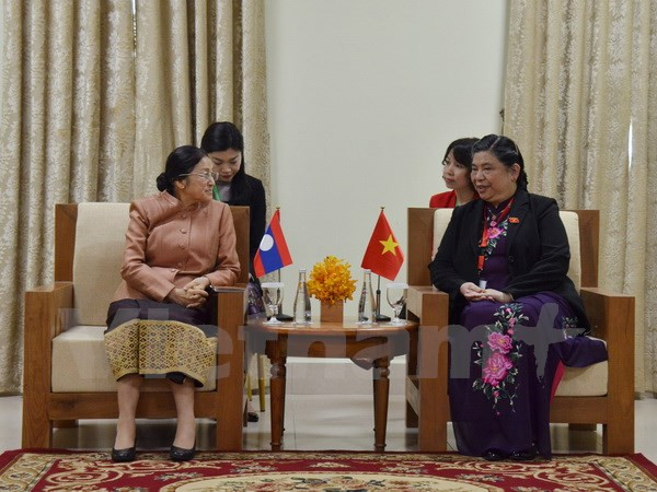 La vice-présidente de l’AN Tong Thi Phong rencontre la présidente de l’AN du Laos ảnh 1 La vice-présidente de l’AN Tong Thi Phong rencontre la présidente de l’AN du Laos ảnh 1