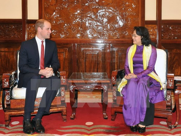 La vice-présidente du Vietnam reçoit le Prince britannique William ảnh 1 La vice-présidente du Vietnam reçoit le Prince britannique William ảnh 1