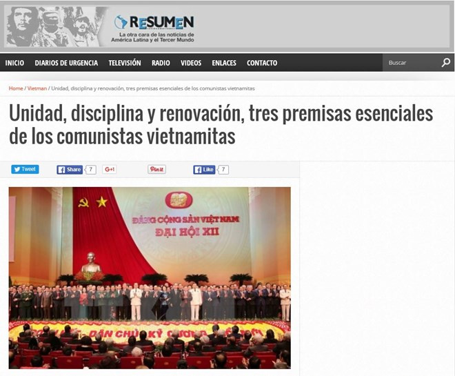 La presse argentine apprécie les résultats du 12e Congrès national du PCV ảnh 1 La presse argentine apprécie les résultats du 12e Congrès national du PCV ảnh 1