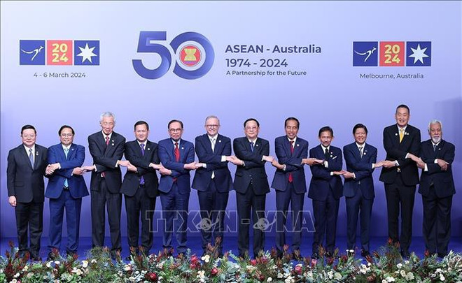 Cérémonie d’accueil officiel pour les chefs des délégation au Sommet spécial ASEAN-Australie ảnh 2 Cérémonie d’accueil officiel pour les chefs des délégation au Sommet spécial ASEAN-Australie ảnh 2