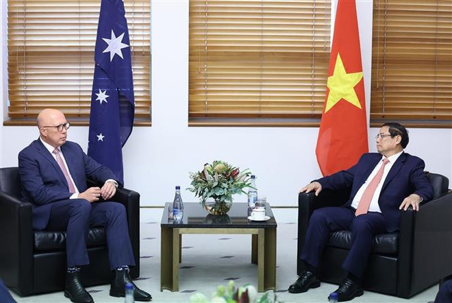 Le Premier ministre Pham Minh Chinh rencontre le chef du Parti libéral d’Australie ảnh 1 Le Premier ministre Pham Minh Chinh rencontre le chef du Parti libéral d’Australie ảnh 1