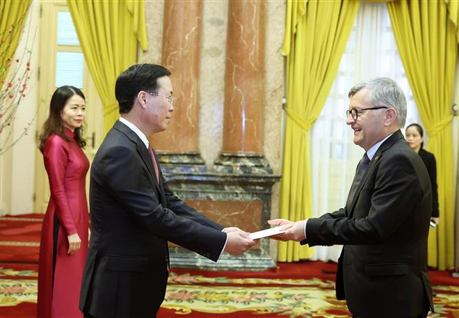 Le président Vo Van Thuong reçoit les ambassadeurs de différents pays ảnh 1 Le président Vo Van Thuong reçoit les ambassadeurs de différents pays ảnh 1