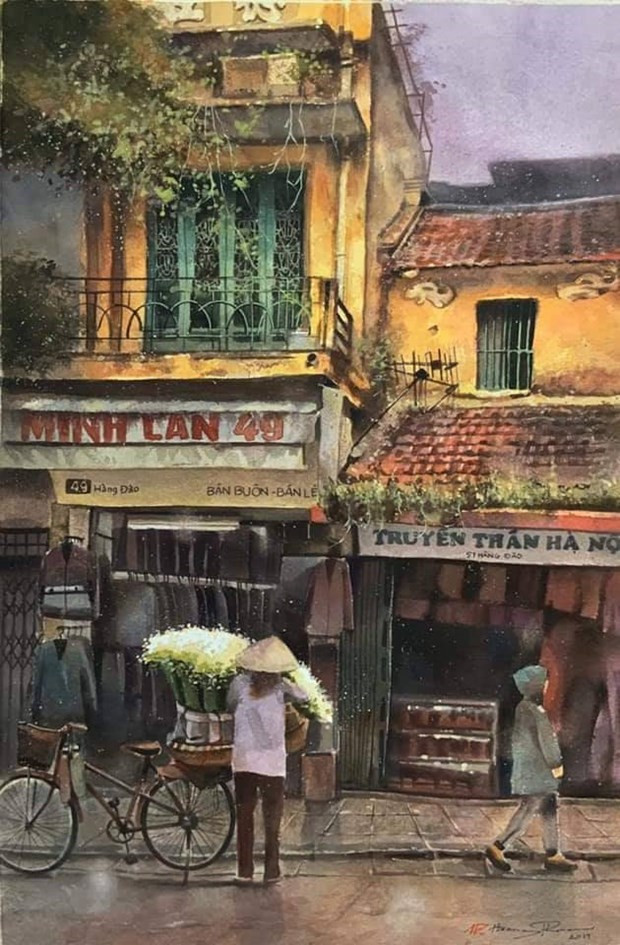 Souvenir d'un Hanoï ensoleillée à travers des tableaux d'un amoureux de la capitale vietnamienne ảnh 3 Souvenir d'un Hanoï ensoleillée à travers des tableaux d'un amoureux de la capitale vietnamienne ảnh 3