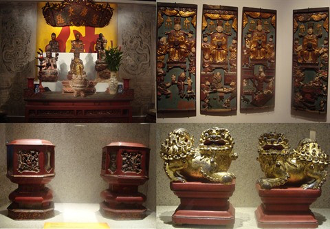 Exposition d’objets en bois laqué et doré à Hanoï ảnh 1 Exposition d’objets en bois laqué et doré à Hanoï ảnh 1