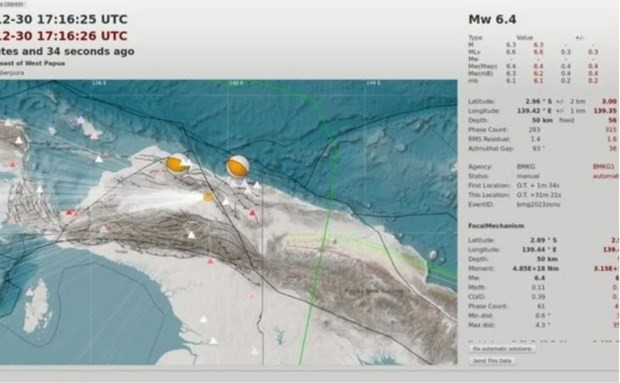 Un séisme de magnitude 6,4 frappe l'est de l'Indonésie ảnh 1 Un séisme de magnitude 6,4 frappe l'est de l'Indonésie ảnh 1