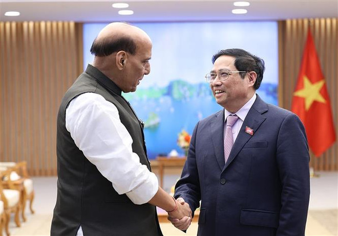 Le PM Pham Minh Chinh reçoit le ministre indien de la Défense ảnh 1 Le PM Pham Minh Chinh reçoit le ministre indien de la Défense ảnh 1